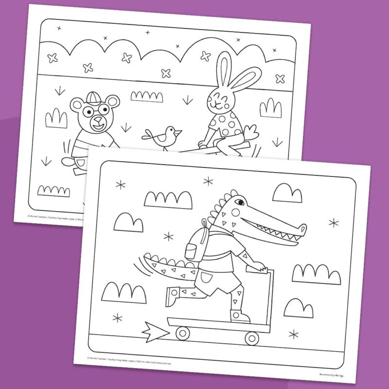 Animal-themed back-to-school coloring pages