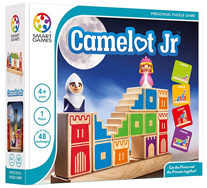 42 Best Board Games for Kids, According to Teachers Camelot Jr game box featuring royal figures on wooden blocks