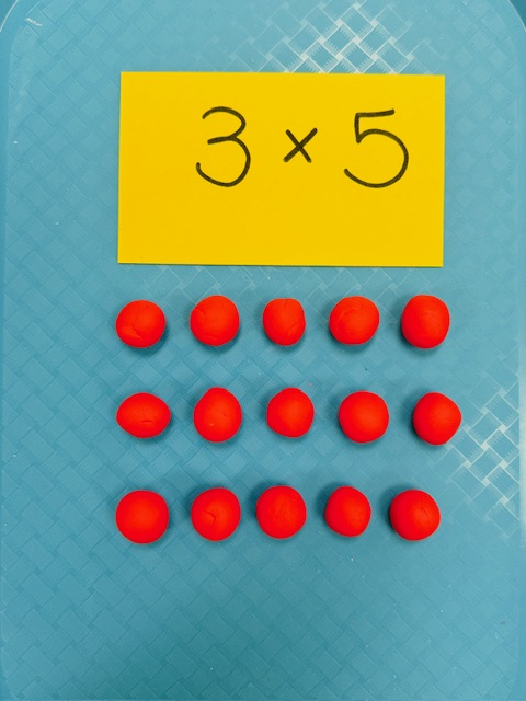 ClayArrays1 Clay pieces arranged in rows- how to teach multiplication