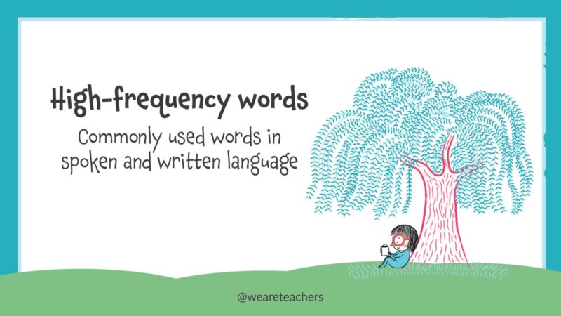 High Frequency Words Definition Definition of high frequency words with illustration of child reading under a tree.