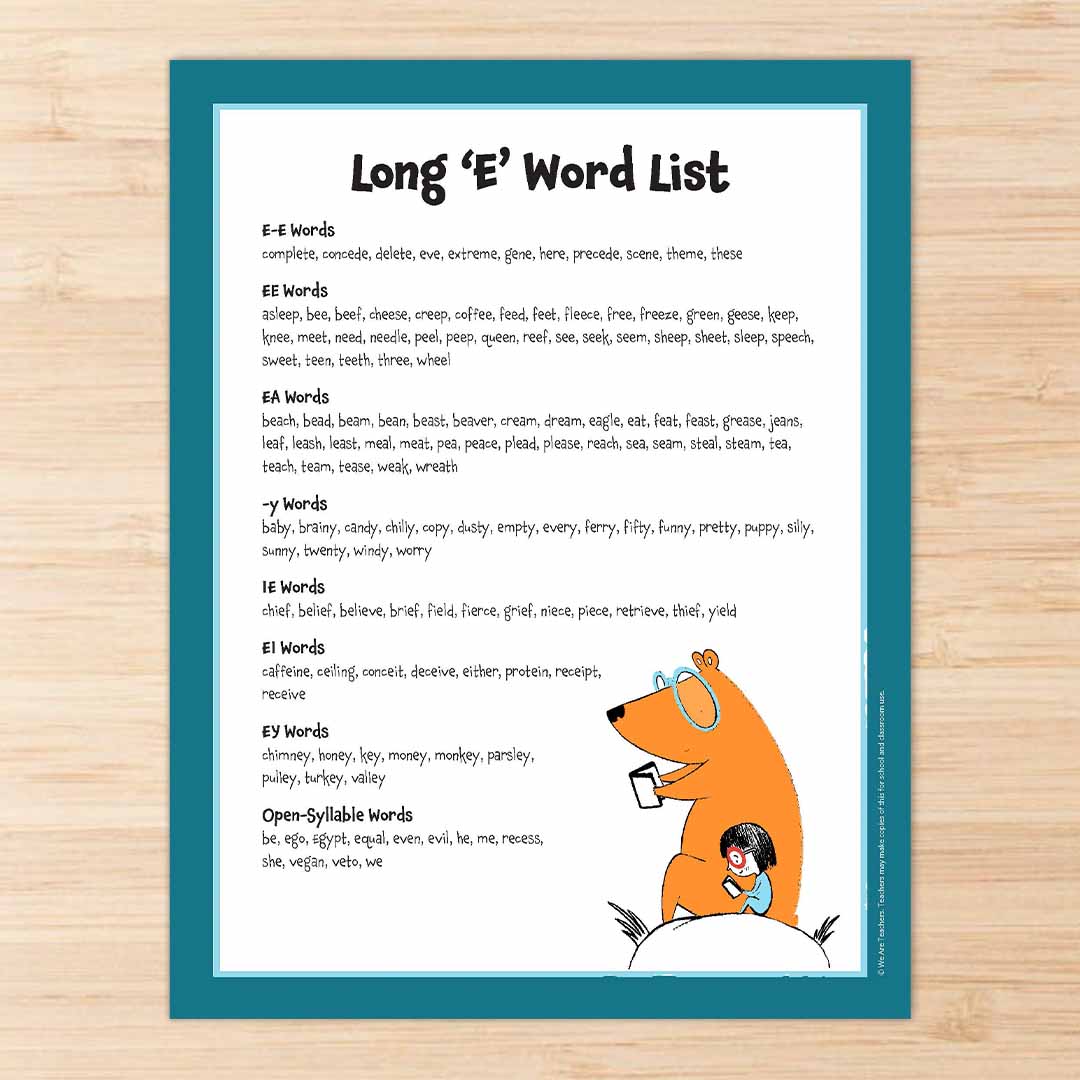 Long E Word List Square 1 Long E Word List Square 1