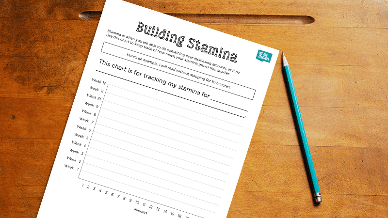 build-stamina goal tracker worksheet for student goal setting