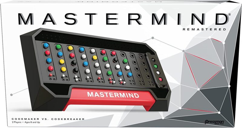 42 Best Board Games for Kids, According to Teachers A black game board with round holes and different colored pegs in it is shown. The box says Mastermind (educational board games)