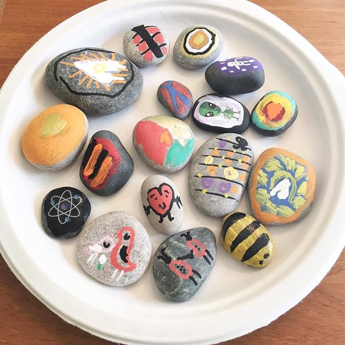 stones plate filled with stones that students can paint for third grade reading comprehension activity