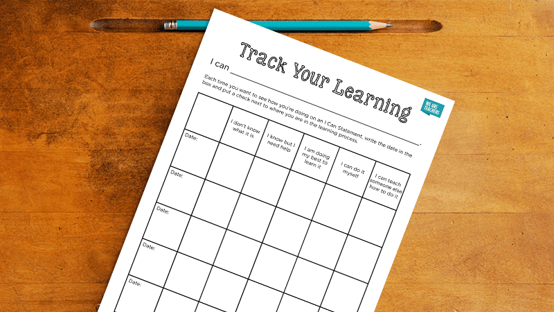 track-learning tracker to track progress towards a goal for goal setting with students
