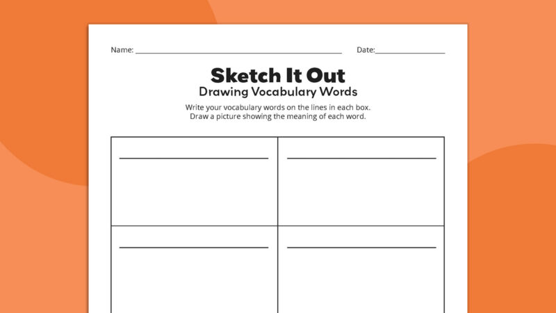 vocabulary-sketch vocabulary sketch activity sheet with space to write a word and draw the meaning