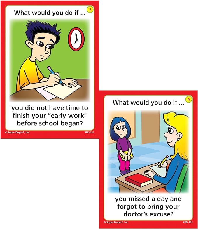 what-would-you-do two task cards with situations that students might encounter, like: what would you do if you didn't have time to do your work before school for zones of regulation activity