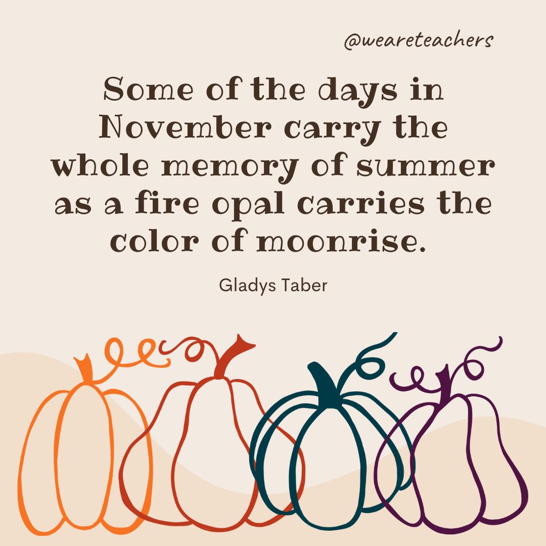 Some of the days in November carry the whole memory of summer as a fire opal carries the color of moonrise.-fall quotes