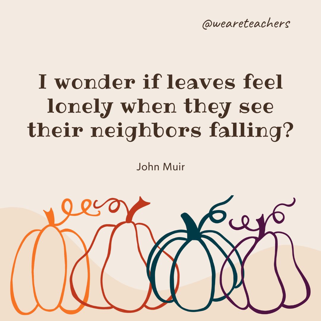 I wonder if leaves feel lonely when they see their neighbors falling? - fall quotes