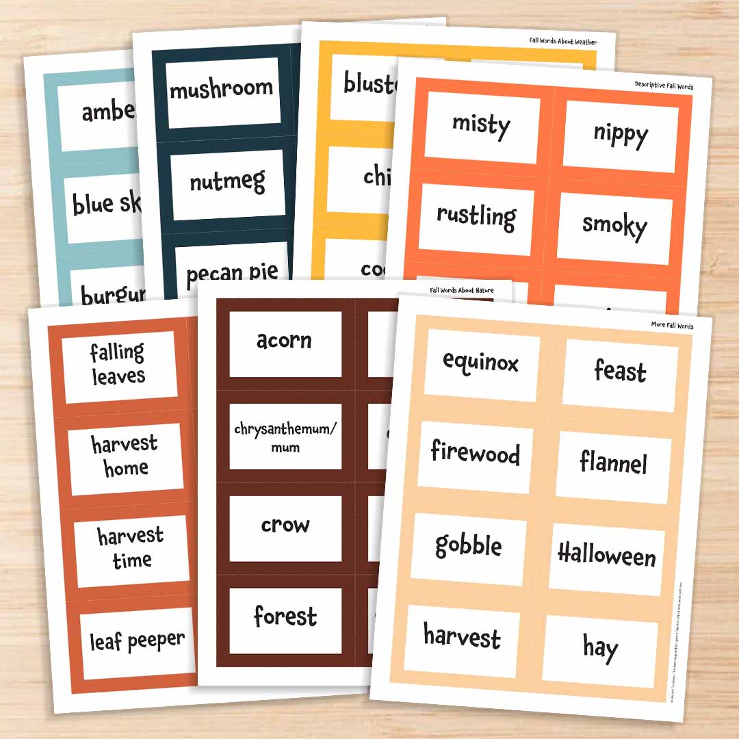 Fall Word List 1 Grab your free printable word list and cards for fall!