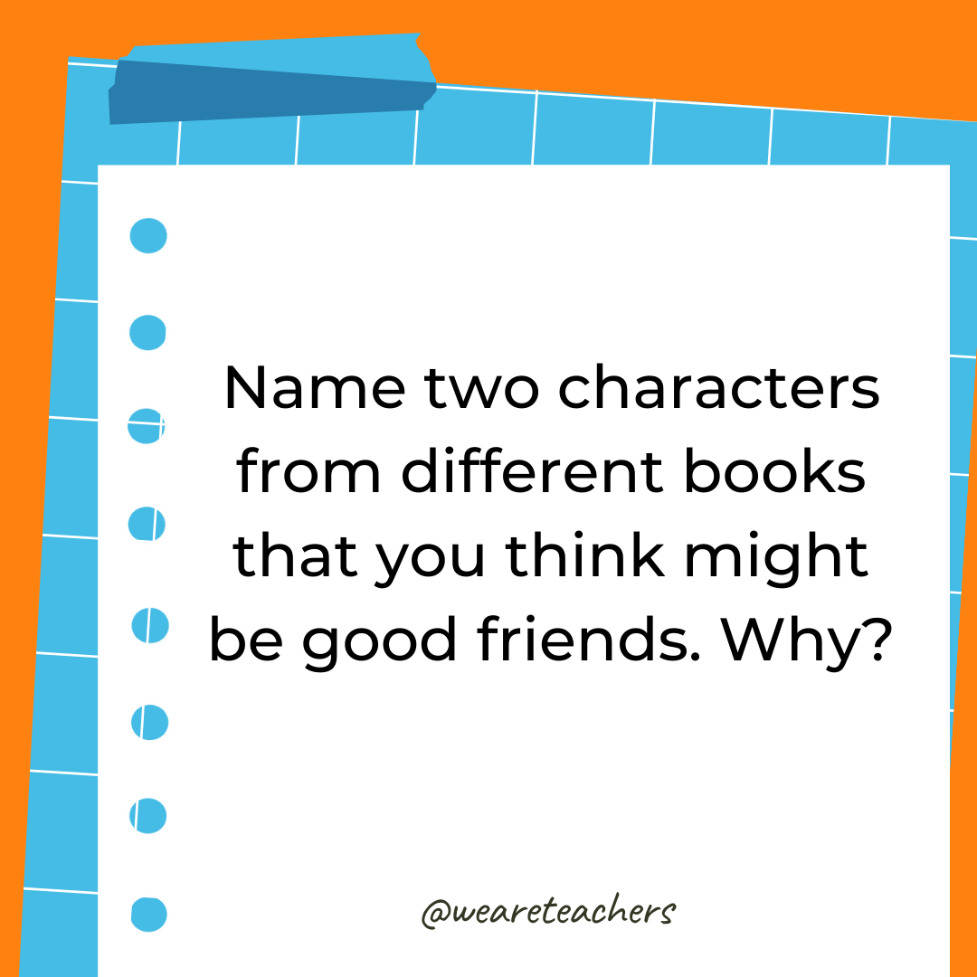 Name two characters from different books that you think might be good friends. Why?- 4th grade writing prompts