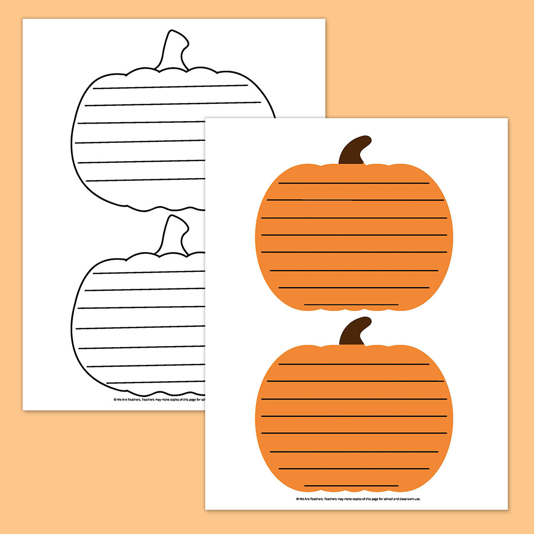 Medium Pumpkin Template With Lines for Writing Medium Pumpkin Template With Lines for Writing