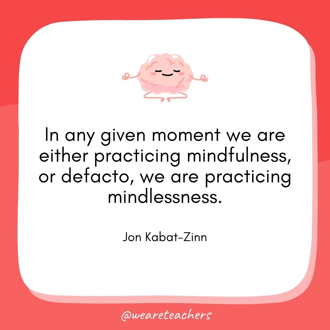 In any given moment we are either practicing mindfulness, or defacto, we are practicing mindlessness.