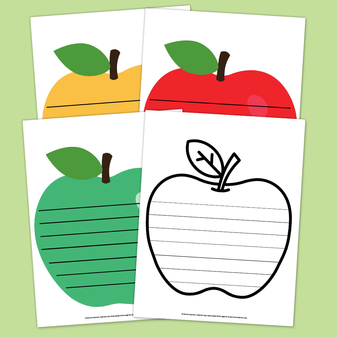 Large Apple Template With Lines for Writing Large Apple Template With Lines for Writing