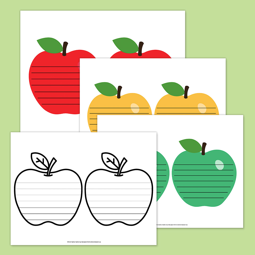 Medium Apple Template With Lines for Writing Medium Apple Template With Lines for Writing