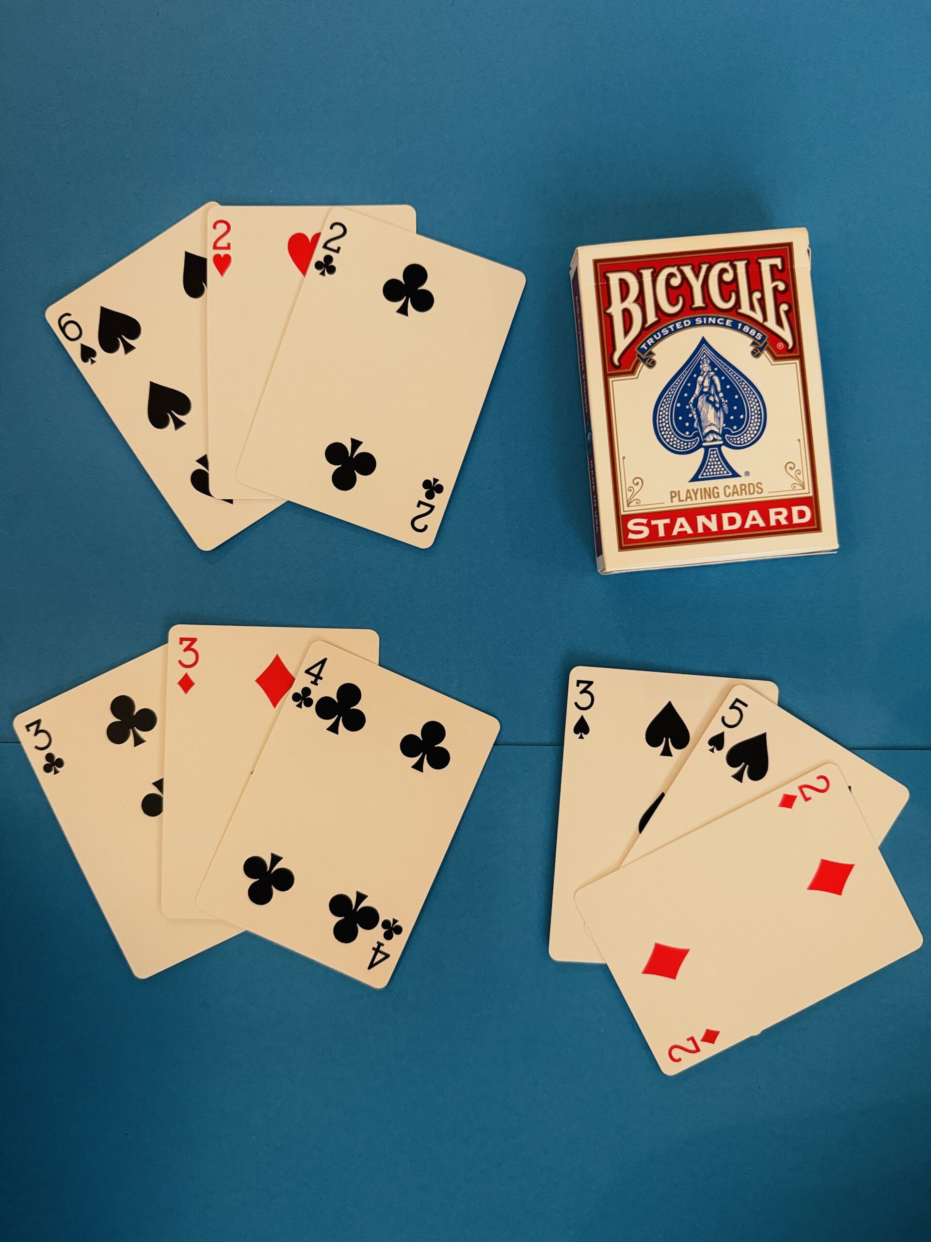 Flip Three Deck of cards set up to play Flip 3
