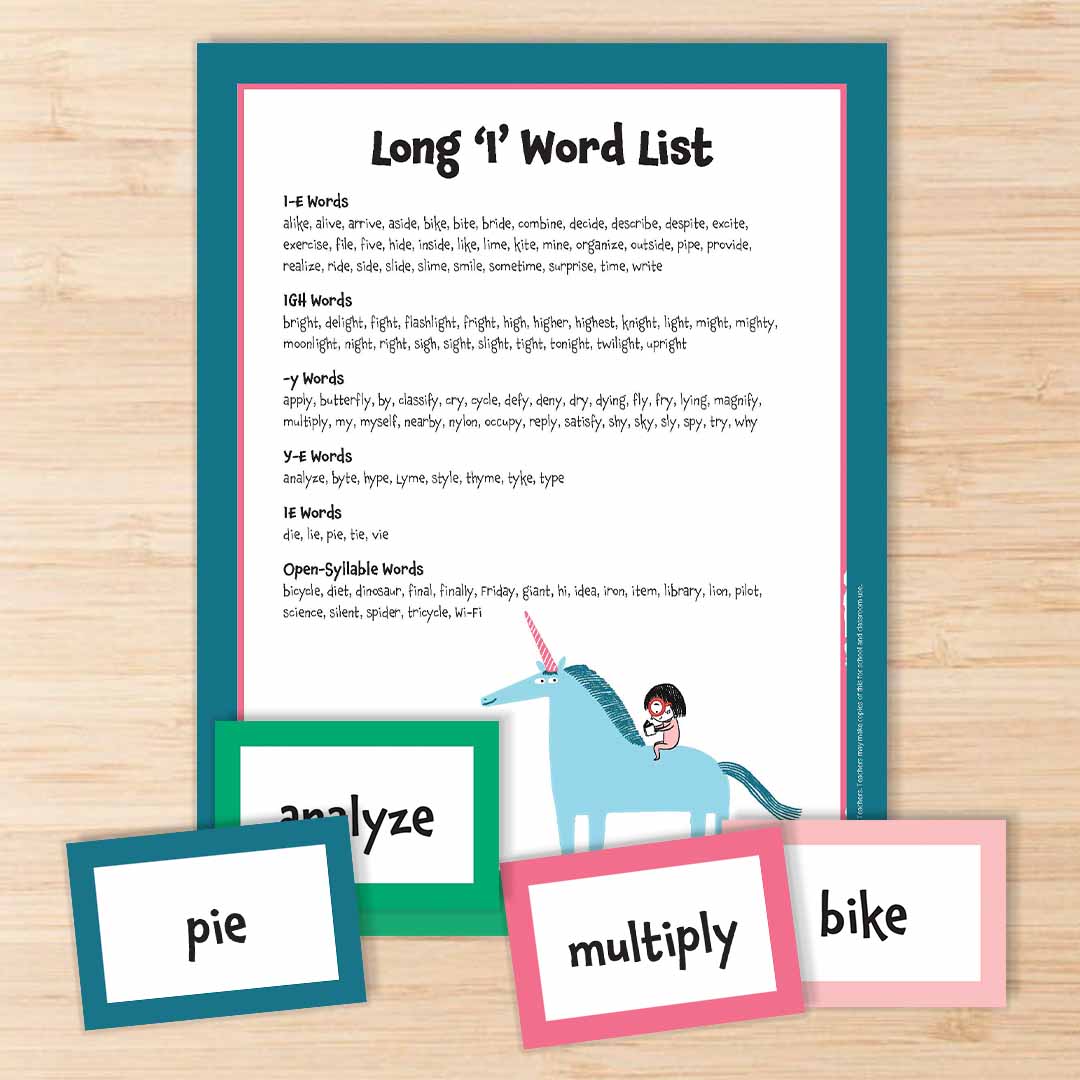 Long I Word List Square 2 Grab your free printable long 'i' word list and cards!
