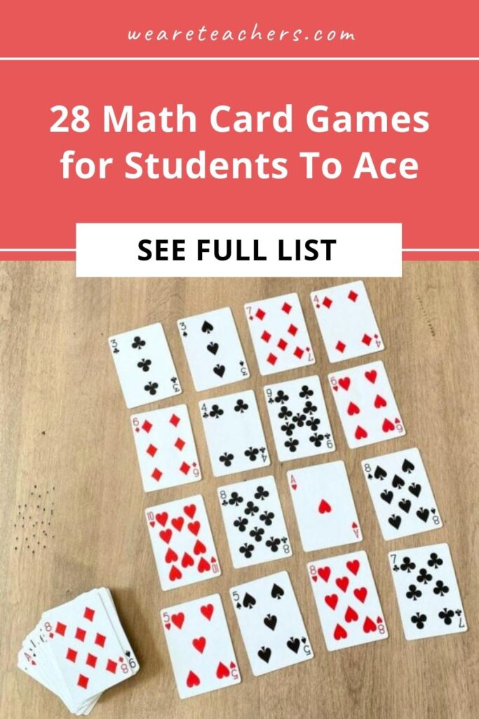 28 Math Card Games for Students To Ace All you need is a deck of cards to play these clever math card games. Kids will learn all sorts of important math skills and have fun too!