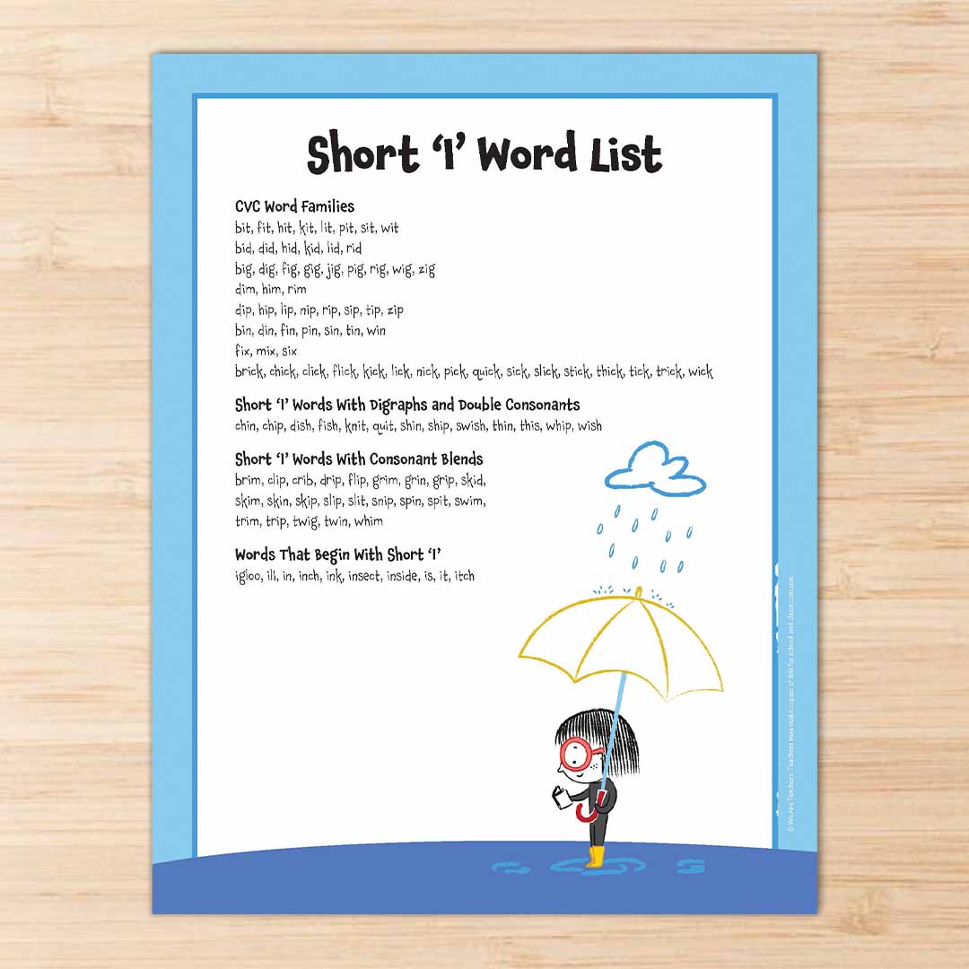 Short I Word List Square 2 Short I Word List