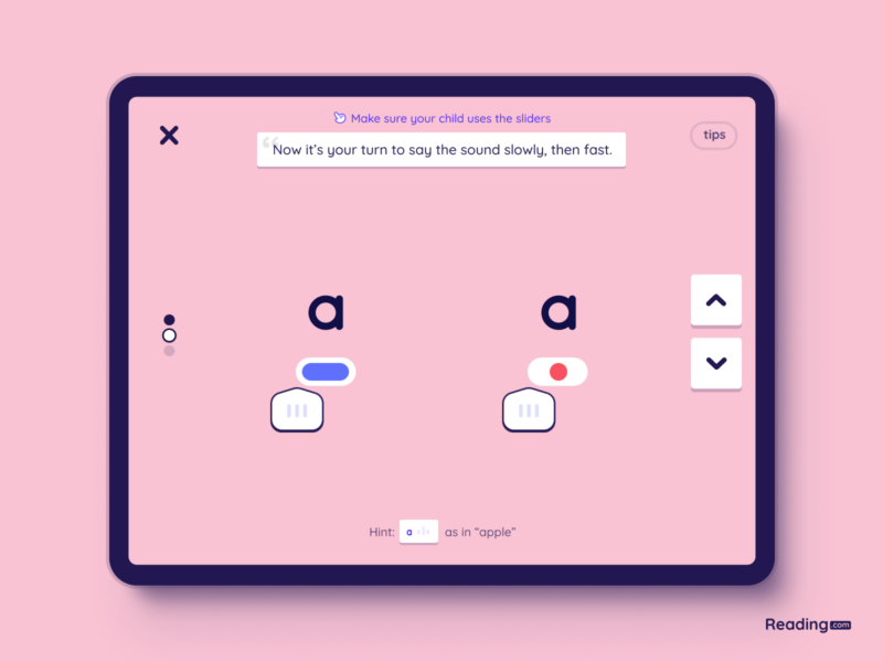 This App is Redefining What it Means to go “Back to Basics”‘ in Reading Screenshot from the Reading.com app showing back-to-basics phonics instruction