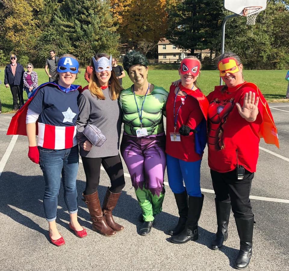 Halloween Costumes: Avengers Teachers dressed as characters from The Avengers
