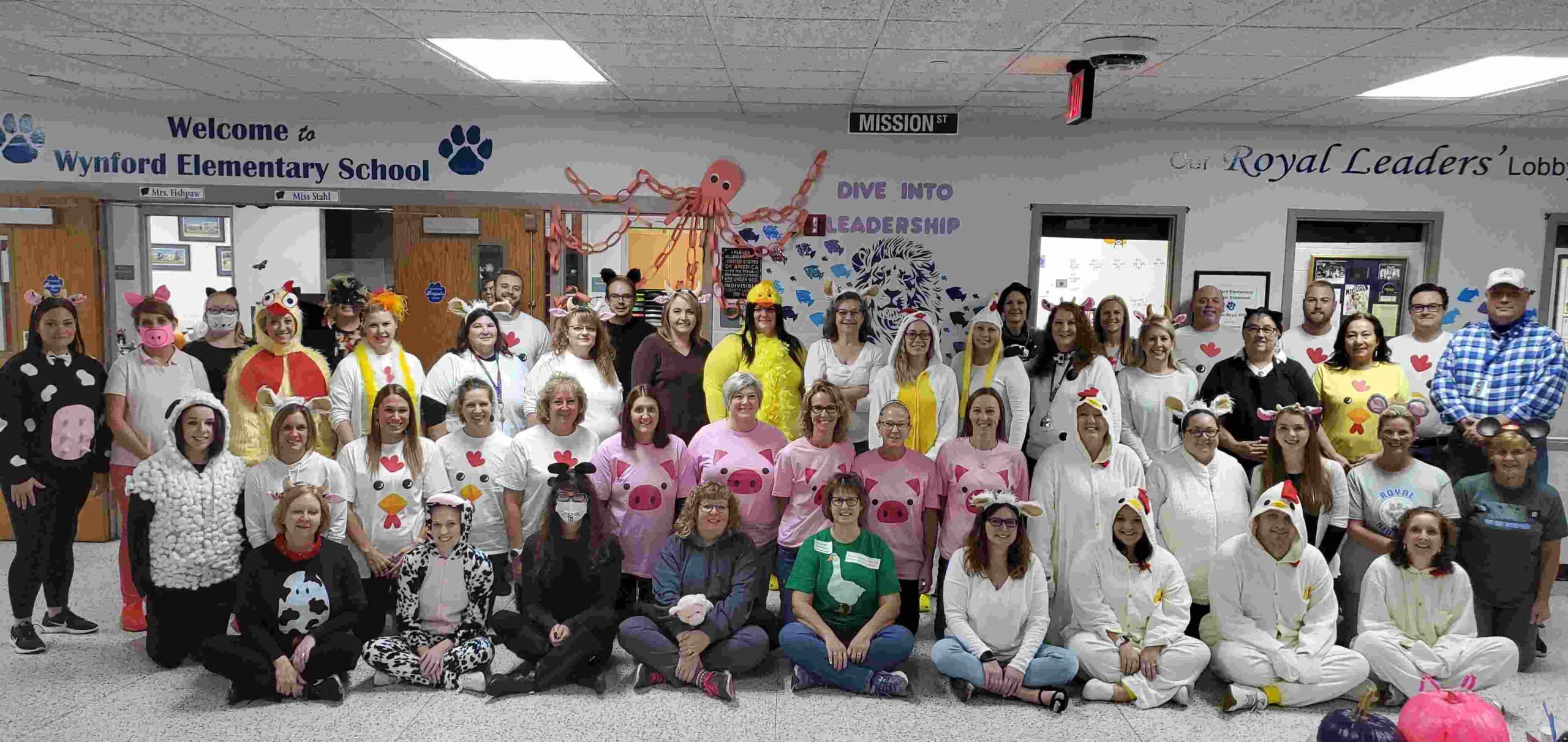 Halloween Costumes: Charlotte’s Web Teachers and school staff dressed as farm animals and other characters from Charlotte's Web