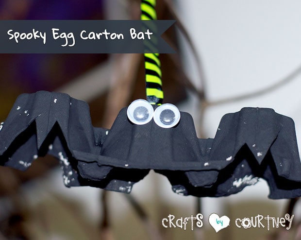 egg-carton-bat A bat craft made from a section of egg carton painted black with googly eyes and a pipe cleaner