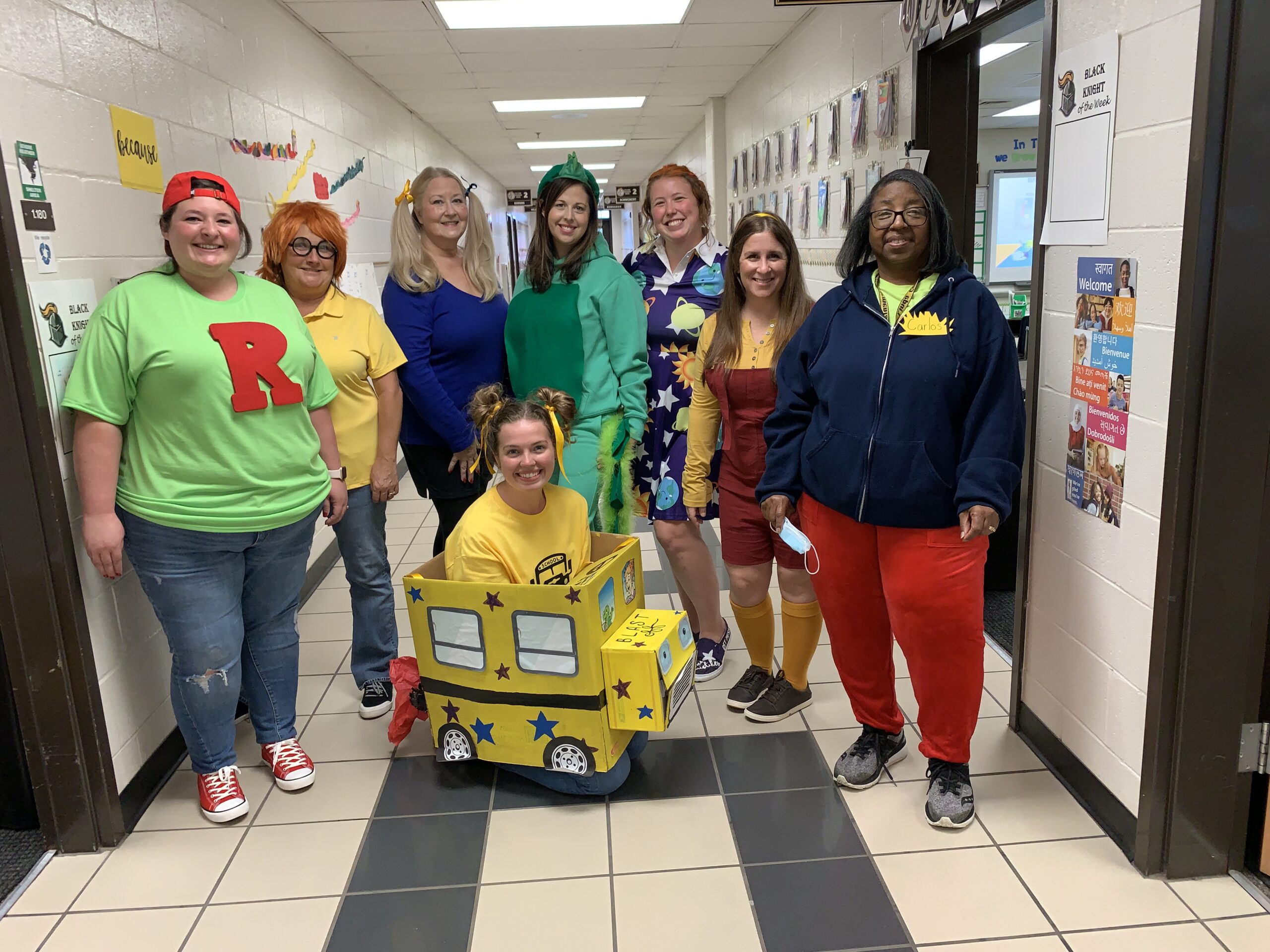 Halloween Costumes: The Magic Schoolbus Teachers dressed as characters from The Magic Schoolbus