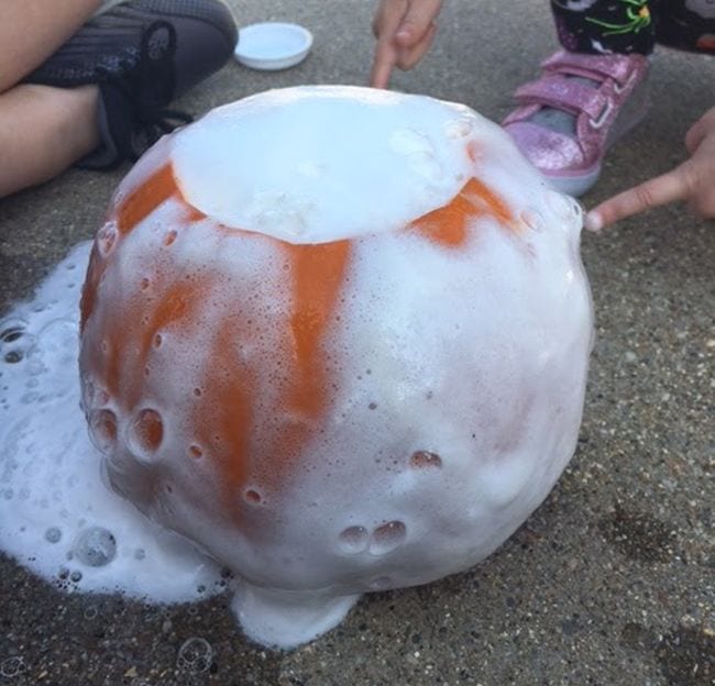 pumpkin-volcano Foam erupts from a pumpkin
