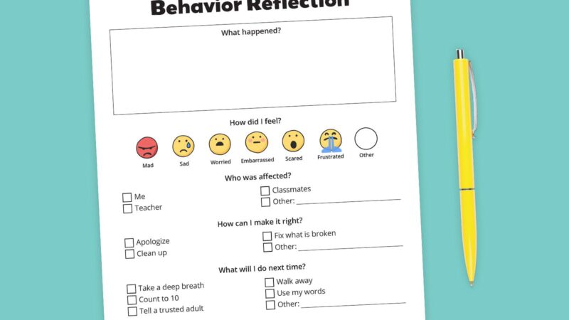 behavior-reflection behavior reflection sheet