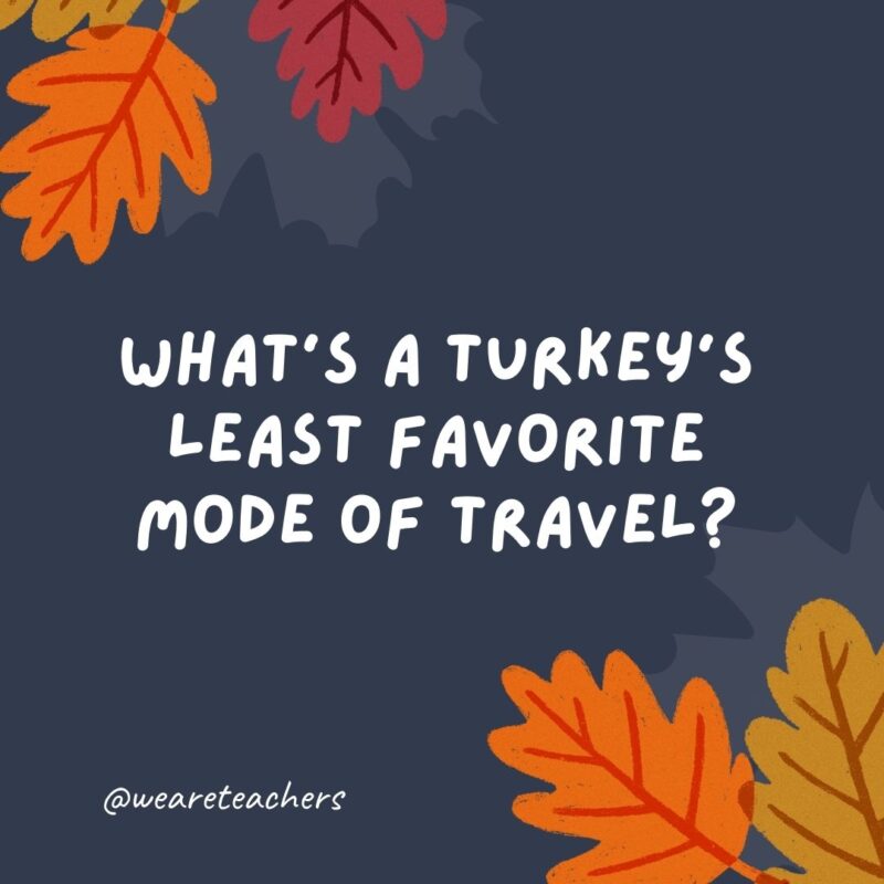 What’s a turkey’s least favorite mode of travel? What’s a turkey’s least favorite mode of travel?