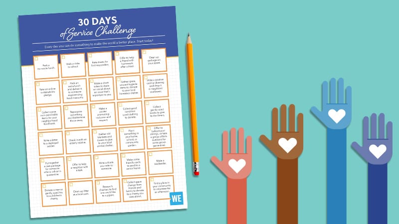 30 Days of Service Challenge Flay lay of 30 days of service challenge
