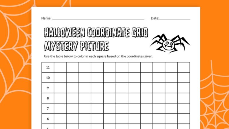 Halloween Coordinate Grid Flat lay of Halloween Coordinate Grid