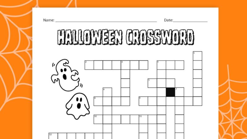 Halloween Crossword Flay lay of Halloween Crossword