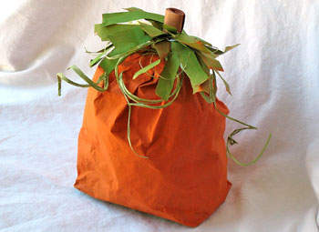 paper-bag-pumpkin An orange pumpkin made from a paper bag