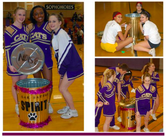spirit-can School cheerleaders amping up the crowd with a spirit can as an example of school spirit ideas