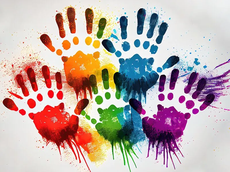 unity-wall Colorful handprints displayed on a wall