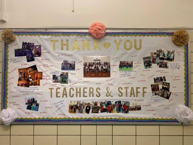 unsung-heroes A school bulletin board thanking teachers and staff