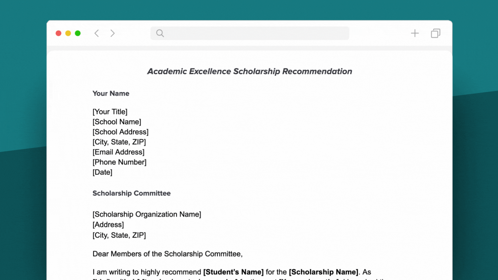 scholarship recommendation letter scholarship recommendation letter
