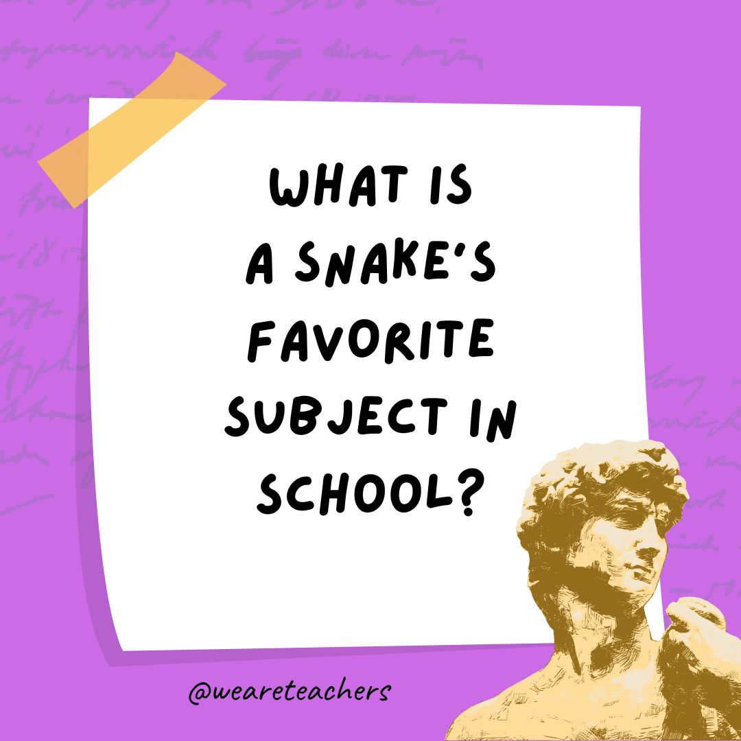 What is a snake’s favorite subject in school? What is a snake's favorite subject in school?