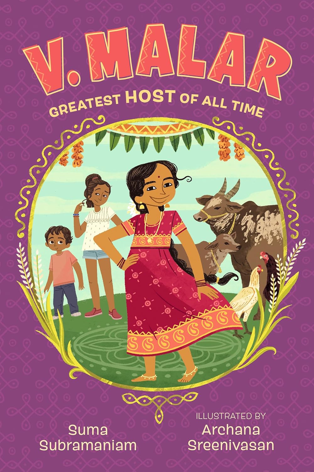 V. Malar: Greatest Host of All Time by Suma Subramaniam, illustrated by Archana Sreenivasan V. Malar: Greatest Host of All Time by Suma Subramaniam, illustrated by Archana Sreenivasan