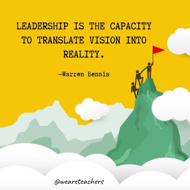 Leadership is the capacity to translate vision into reality. —Warren Bennis Leadership is the capacity to translate vision into reality. —Warren Bennis