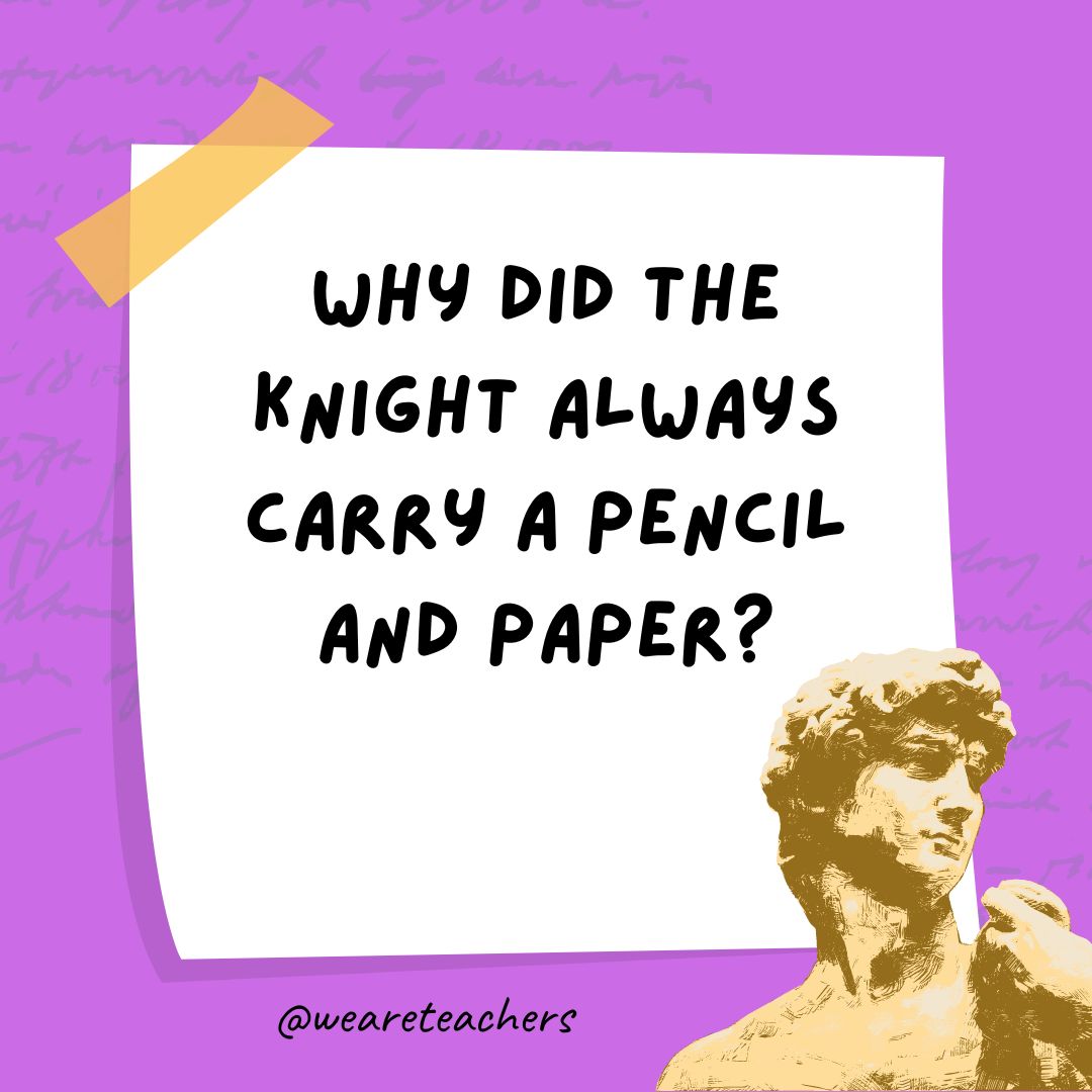Why did the knight always carry a pencil and paper? Why did the knight always carry a pencil and paper?