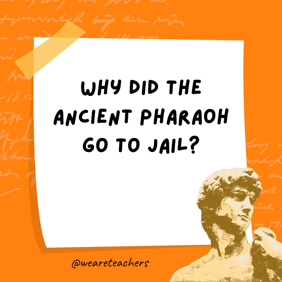 Why did the ancient Pharaoh go to jail? Why did the ancient Pharaoh go to jail?