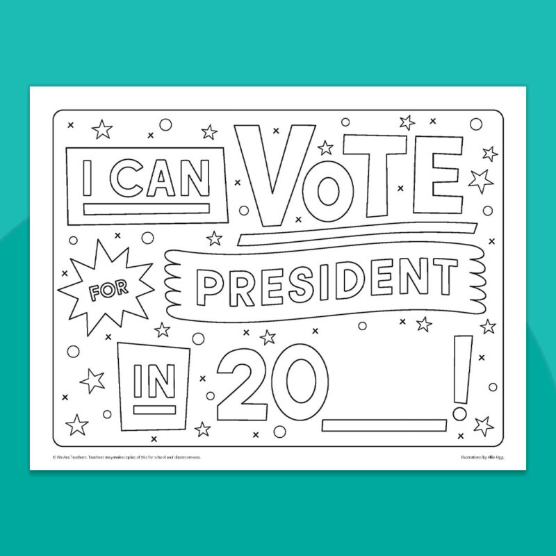 Voting Coloring Page showing the text Voting Coloring Page showing the text