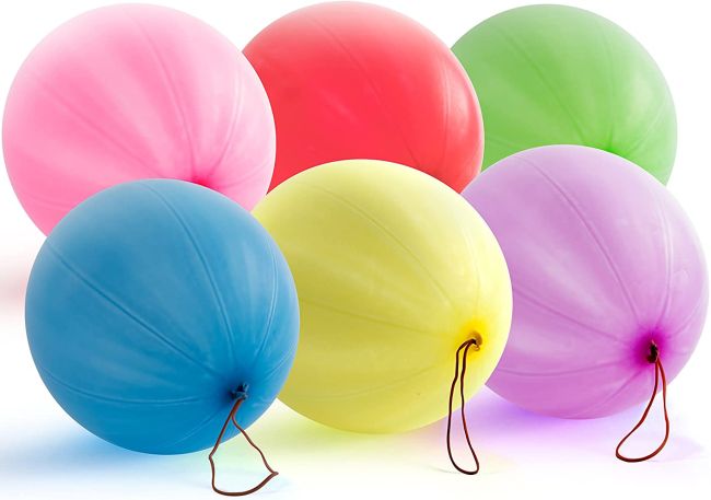 punch-balloons Colorful punch balloons in pink, blue, green, and more