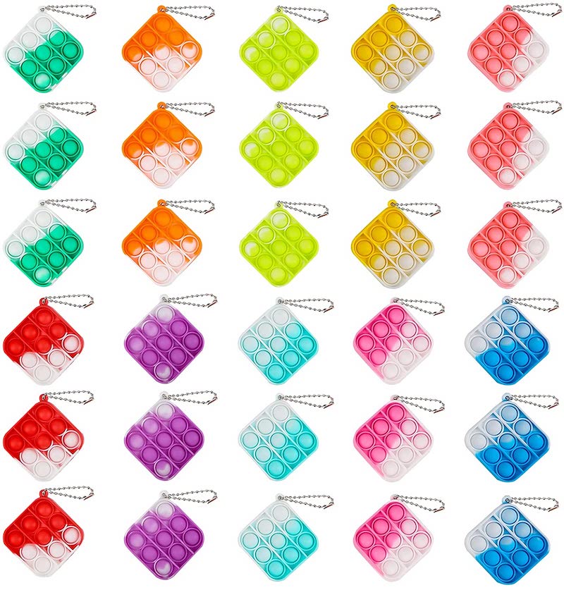 mini pop it fidget toys keychains Multicolor mini-fidget pop toy keychains