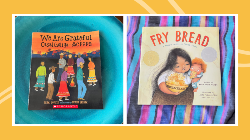 Best Books About Native Americans Examples of Native American books for kids including covers of Fry Bread and We are Grateful