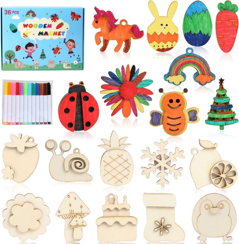 wooden-magnets Wooden magnets in different shapes to use for a DIY paint project