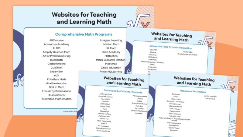 Best Math Websites Four printable lists of math websites.